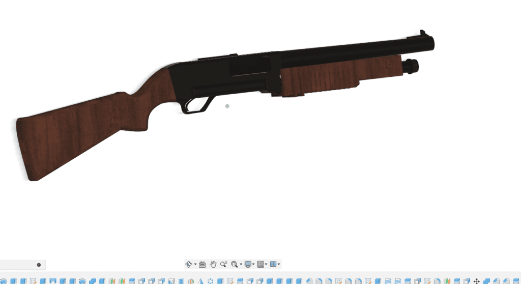 A 3D-modeled 4 gauge shotgun tarkov replica with a black metal barrel and a realistic wooden stock, custom-designed as a prop.