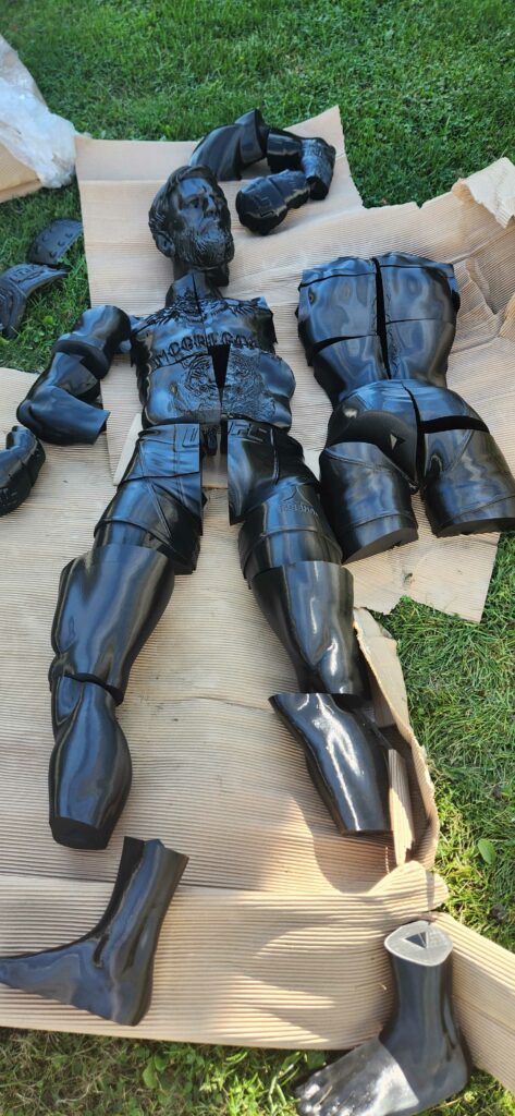 Connor McGregor lifesize custom statue 3D printed in multiple black PETG parts